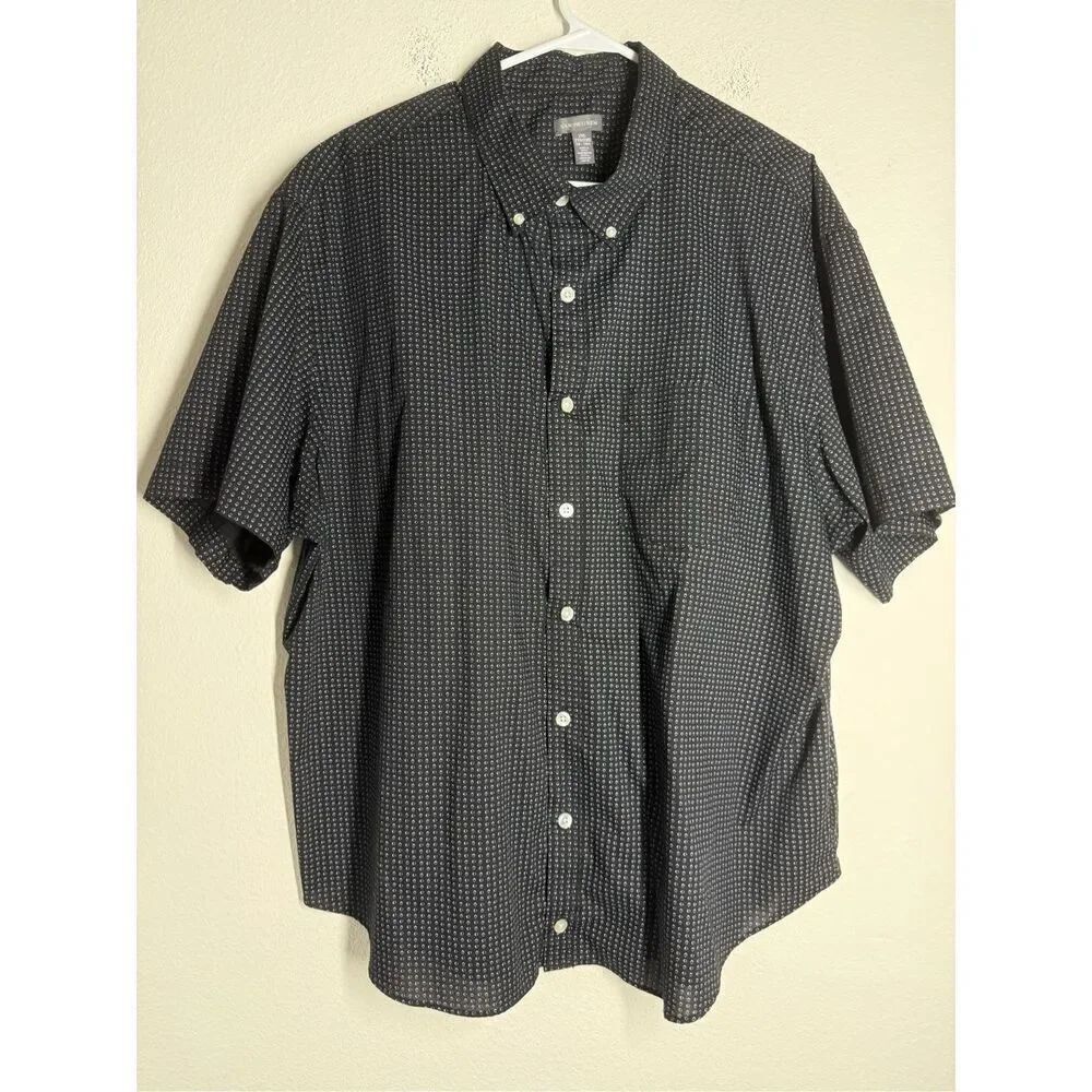 Van Heiusen Men’s Cotton Blend Short Sleeve Shirt Black/White Size 2XL